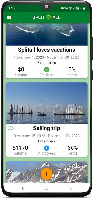 SplitAll.app - Group expense tracker and efficient management of collective spending - Group expense tracker and efficient management of collective spending. Application for Android and iOS